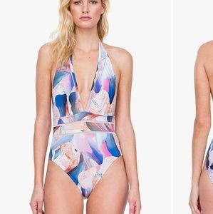 NWT Gottex Halter deep plunge one piece swimsuit
